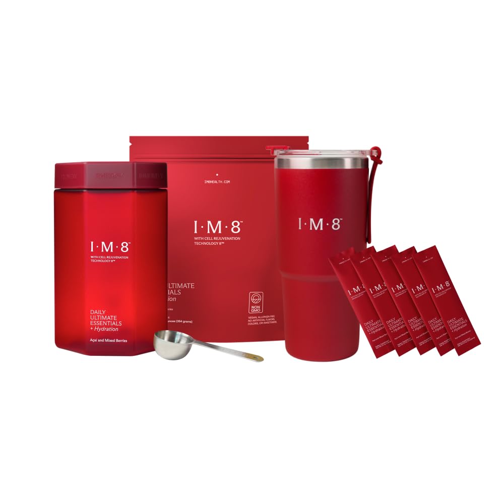 IM8 Daily Ultimate Essentials All-in-One Multivitamin – 30 Servings Starter Kit with Scoop & Tumbler Included