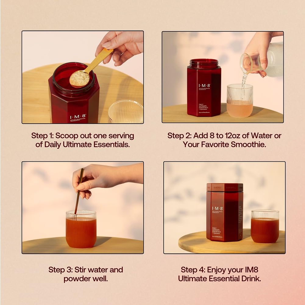 IM8 Daily Ultimate Essentials All-in-One Multivitamin – 30 Servings Starter Kit with Scoop & Tumbler Included