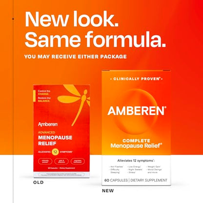 Amberen Menopause Supplement for Women - 60 Capsules | Supports Hormone Balance & 12 Symptom Relief