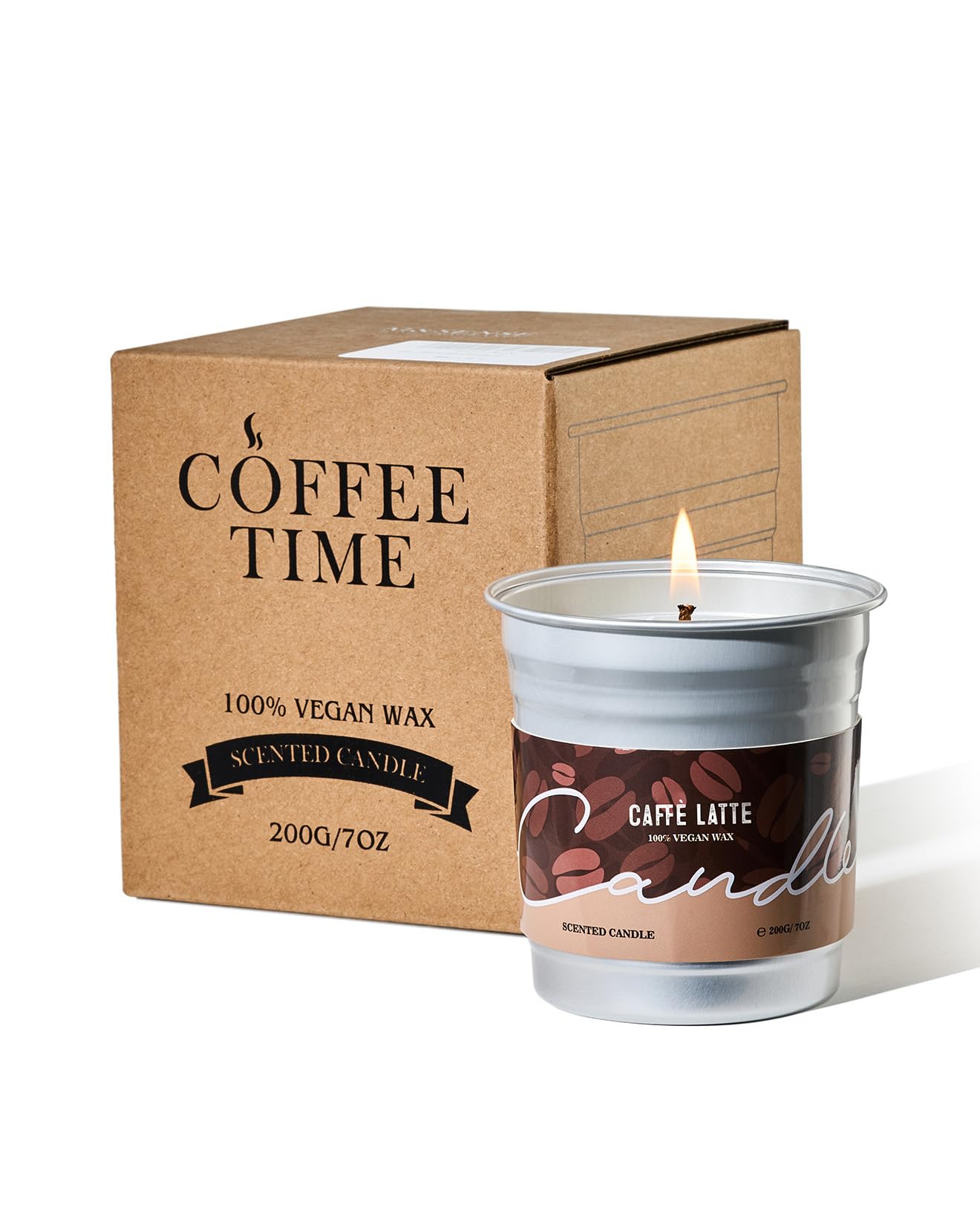 M&SENSE Coffee Candles Latte Scented – Soy Wax 7oz, 42 Hours Long Lasting Clean Burn | Aromatherapy Gift for Coffee Lovers