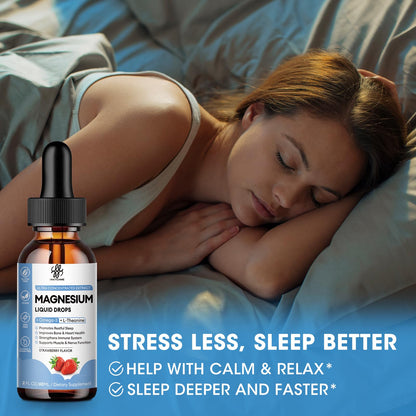 iMATCHME Magnesium Glycinate Liquid Drop with Omega-3, L-Theanine, D3, B6, B12 | Calm Sleep & Energy (Sugar-Free Strawberry Flavor)