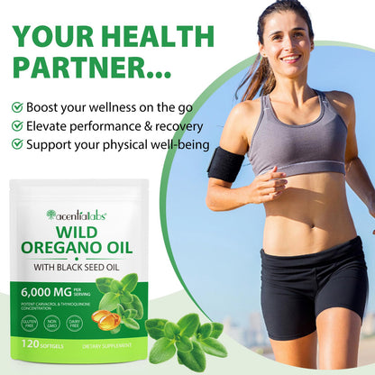 Oil of Oregano with Black Seed Oil - 2 Pack 6000mg Capsules, Organic Non-GMO | Immune & Digestive Support