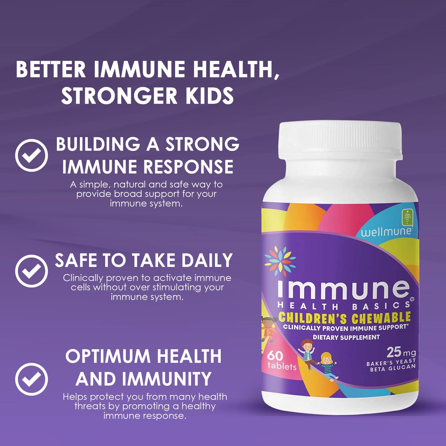Immune Health Basics Children's Chewable Tablets | Wellmune Beta Glucan Immunity for Kids