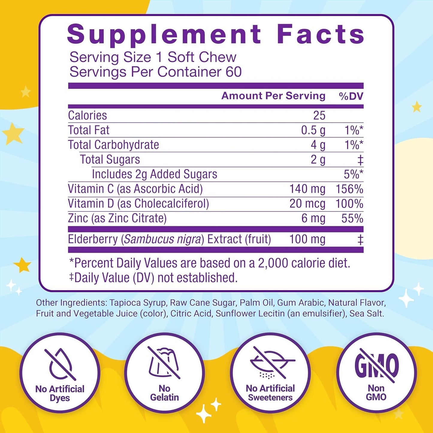 Immune Health Super Chews for Kids | Vitamin C, D, Zinc & Elderberry