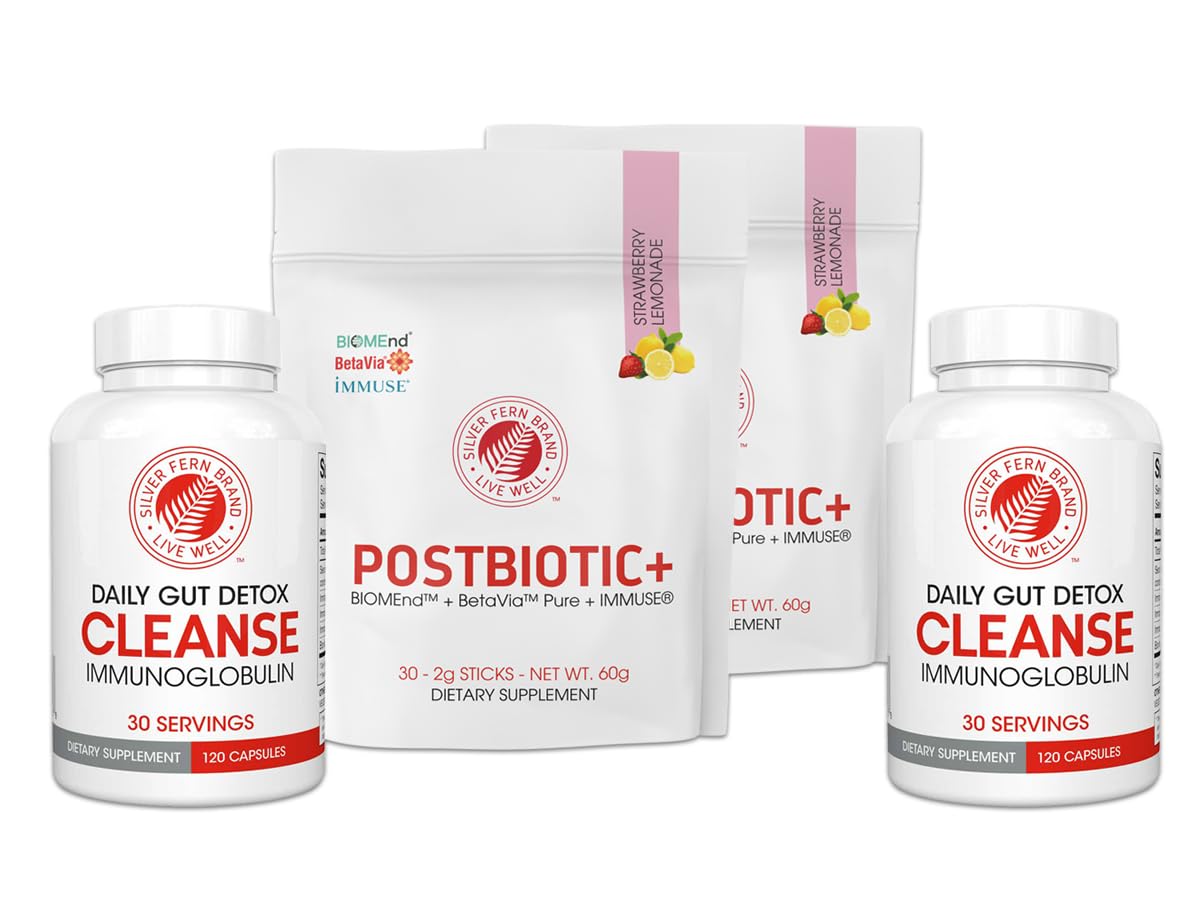 Silver Fern Immune+ Protocol Kit – Postbiotic+ (2) & Cleanse (2) – Non-GMO, Gluten-Free