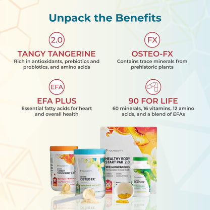 Youngevity Healthy Body Start Pak 2.0 – Complete Nutritional System with Beyond Tangy Tangerine 2.0, Ultimate EFA Plus, and Beyond Osteo-FX – Bone, Heart, Immune, and Digestive Health Support