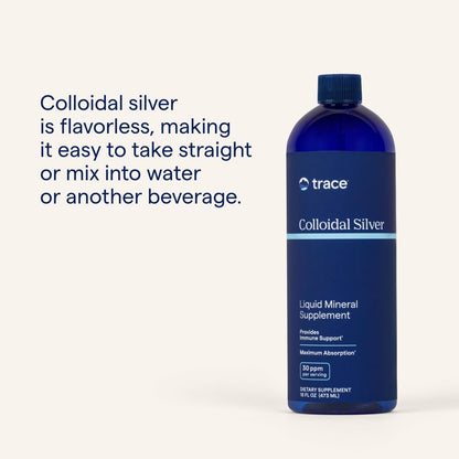Trace Minerals Colloidal Silver – High-Potency Pure Colloidal Silver Drops for Immune Support | Gluten-Free & Vegan, 16 fl oz