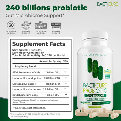 Bacticure Probiotic 120 Capsules | Digestive Health, Women's Wellness & Immune Support