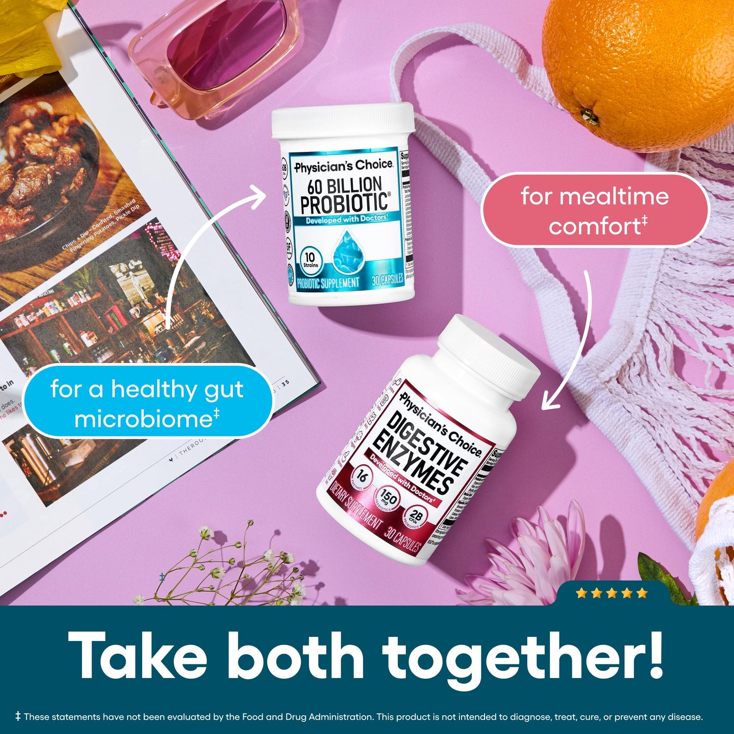 Physician's CHOICE Probiotics 60 Billion CFU – 10 Strains + Organic Prebiotics | 84ct