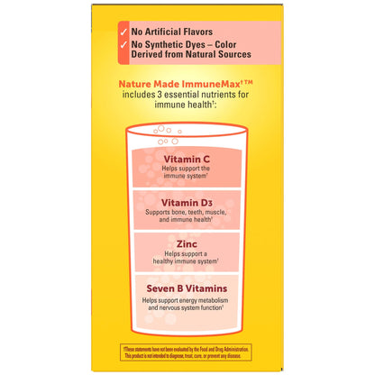 Nature Made ImmuneMAX Fizzy Drink Mix – Vitamin C, D & Zinc Immune Support, 30 Sticks