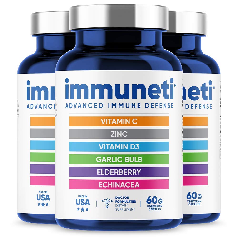 Immuneti 6-in-1 Immune Defense | Vitamin C, D3, Zinc, Elderberry, Garlic, Echinacea | 3 Pack