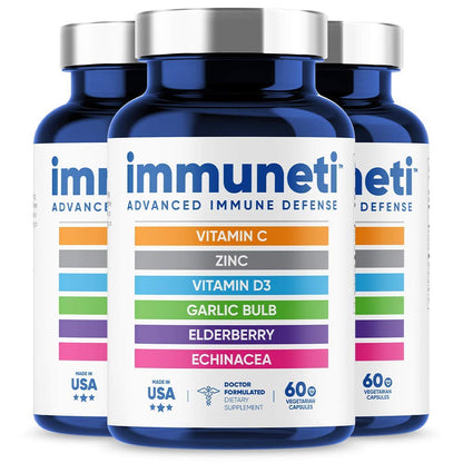 Immuneti 6-in-1 Immune Defense | Vitamin C, D3, Zinc, Elderberry, Garlic, Echinacea | 3 Pack