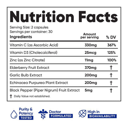 Immuneti 6-in-1 Immune Defense | Vitamin C, D3, Zinc, Elderberry, Garlic, Echinacea | 3 Pack