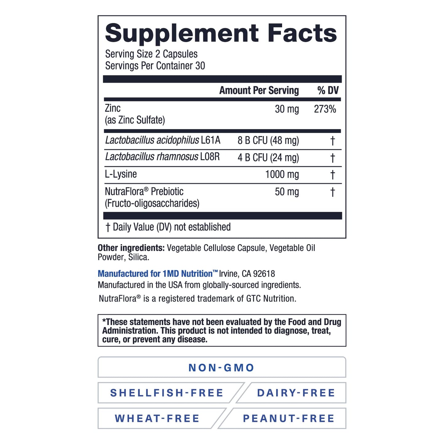 ImmunityMD Probiotic – Immune Support with Zinc & Prebiotic | 60 Capsules | 1MD Nutrition