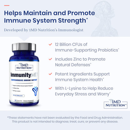 1MD ImmunityMD Probiotic - Immune Health, Doctor-Selected Strains & Prebiotic, 60 Capsules (2 Pack)