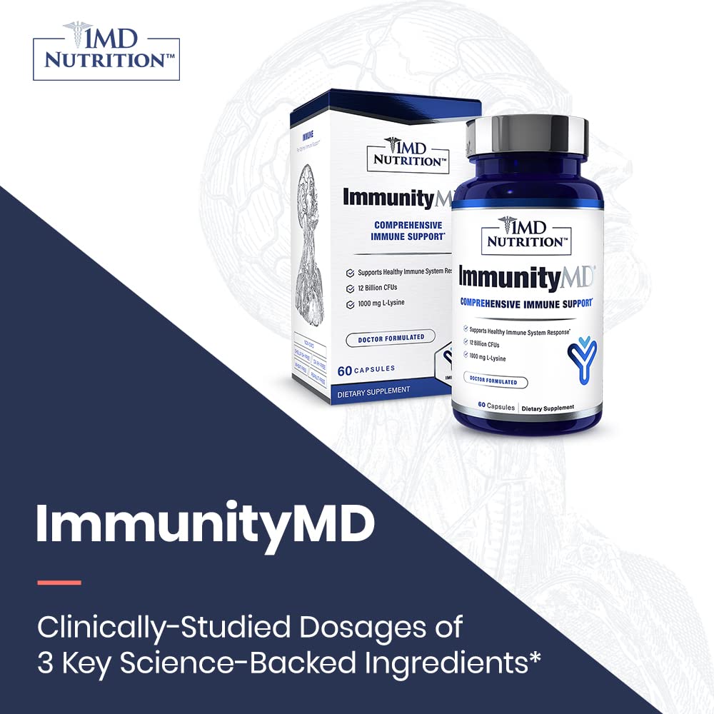 1MD ImmunityMD Probiotic - Immune Health, Doctor-Selected Strains & Prebiotic, 60 Capsules (2 Pack)