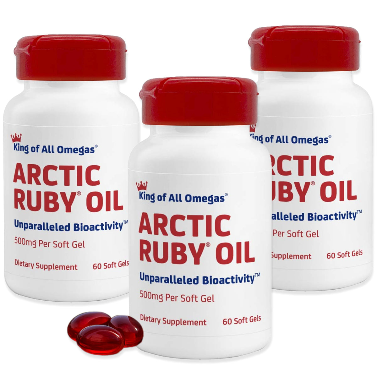 Immunocorp Arctic Ruby Oil - Omega-3 + Astaxanthin 2mg | 60 Softgels x3 Pack