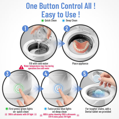 Ultrasonic Retainer Cleaner with Tablets and Brush Kit - UV Sonic Cleaner