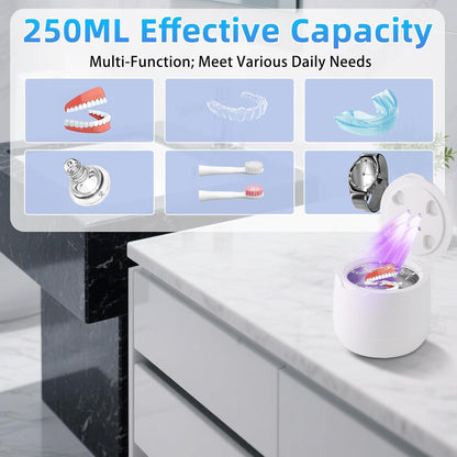 Ultrasonic Retainer Cleaner 42kHz | 250ml UV Cleaning Pod