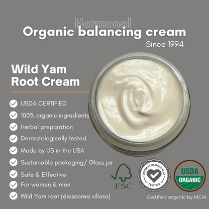Indian Meadow Herbals Wild Yam Root Cream (2oz) – Organic PMS & Menopause Support (Estrogen & Progesterone Free)