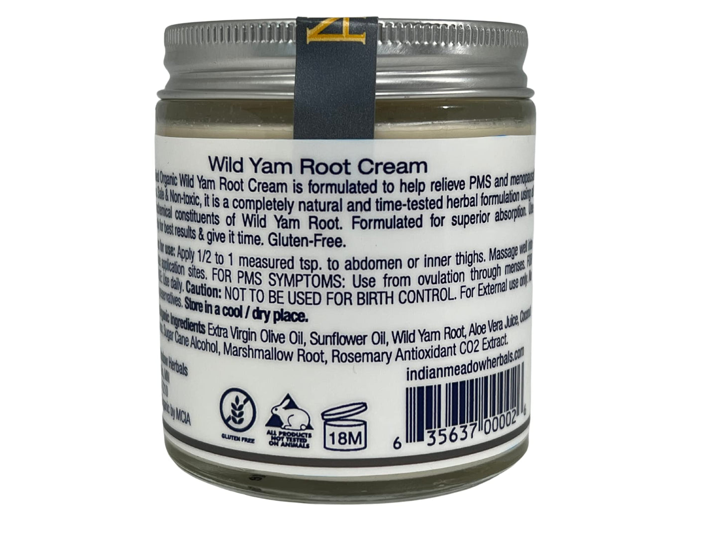 Indian Meadow Herbals Wild Yam Root Cream (4oz) – Organic PMS & Menopause Relief, Estrogen & Progesterone-Free | Made in USA