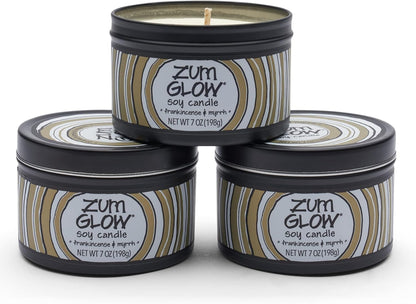 Zum Indigo Wild Glow Frankincense & Myrrh Candle – Soy Wax, Lead-Free Wick, 7 oz (3 Pack) | 30-Hour Burn