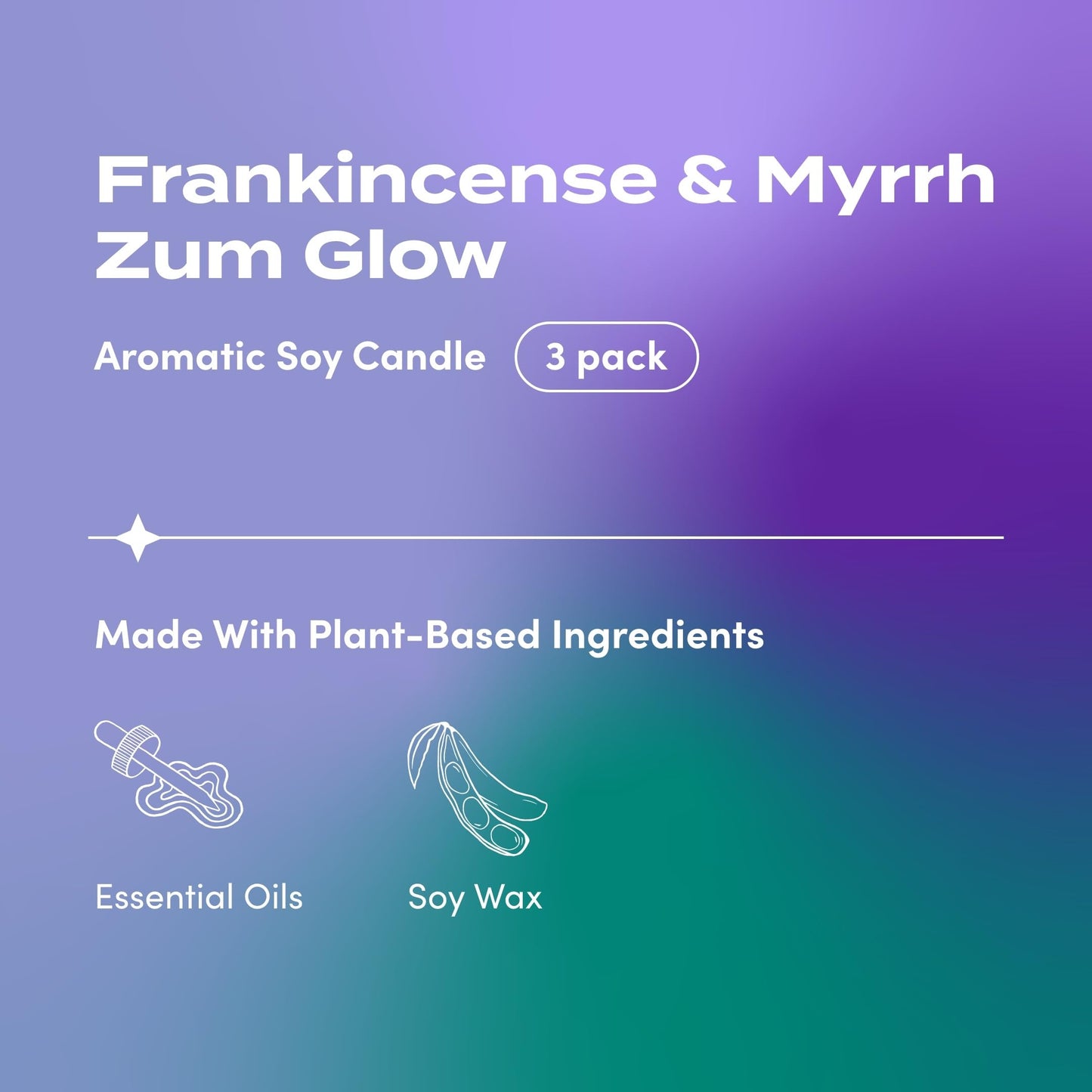 Zum Indigo Wild Glow Frankincense & Myrrh Candle – Soy Wax, Lead-Free Wick, 7 oz (3 Pack) | 30-Hour Burn