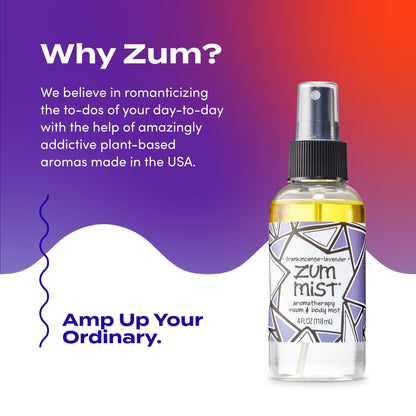 Indigo Wild Zum Mist Room & Body Spray - Frankincense & Lavender Aromatherapy Essential Oil Spray - 4 fl oz