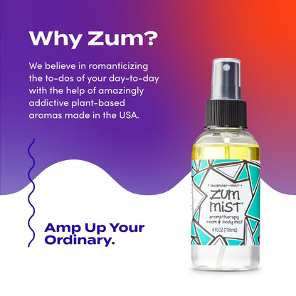 Indigo Wild Zum Mist Room & Body Spray – Lavender-Mint Aromatherapy Essential Oil Spray (4 fl oz, 2 pack)