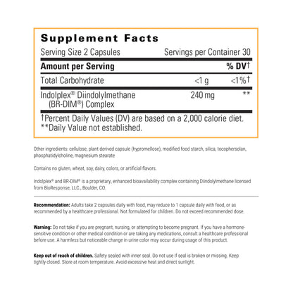 Integrative Therapeutics Indolplex – 240mg Bioavailable DIM for Hormone Balance Support; Gluten & Dairy Free - 60 Capsules