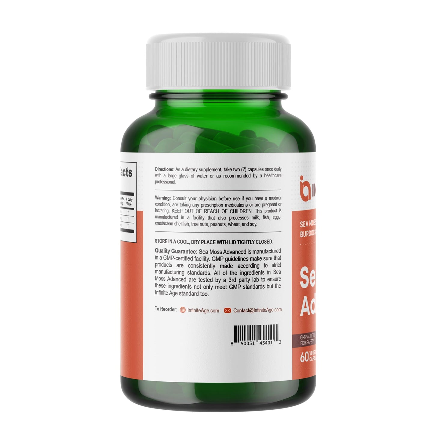 INFINITE AGE 2 Pack Sea Moss Capsules 1250mg – Vegan, Made in USA, Irish Sea Moss + Bladderwrack