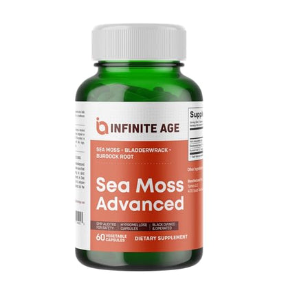 INFINITE AGE 1250mg Sea Moss Capsules – 60 Count, Vegan, Made in USA