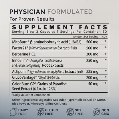InfiniWell Control - Metabolic Health & Energy Support | Next-Gen Berberine (90 Capsules)