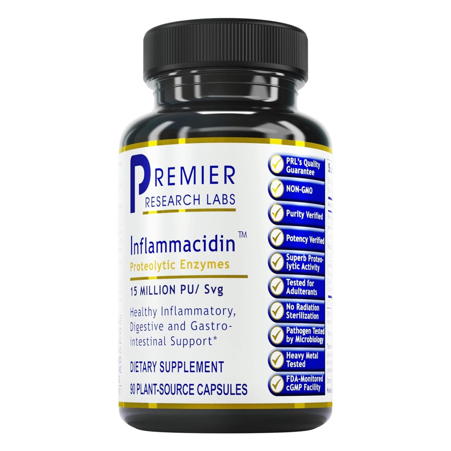 Premier Research Labs Inflammacidin – Digestive Enzymes with Bromelain & Papain – 90 Veg Caps