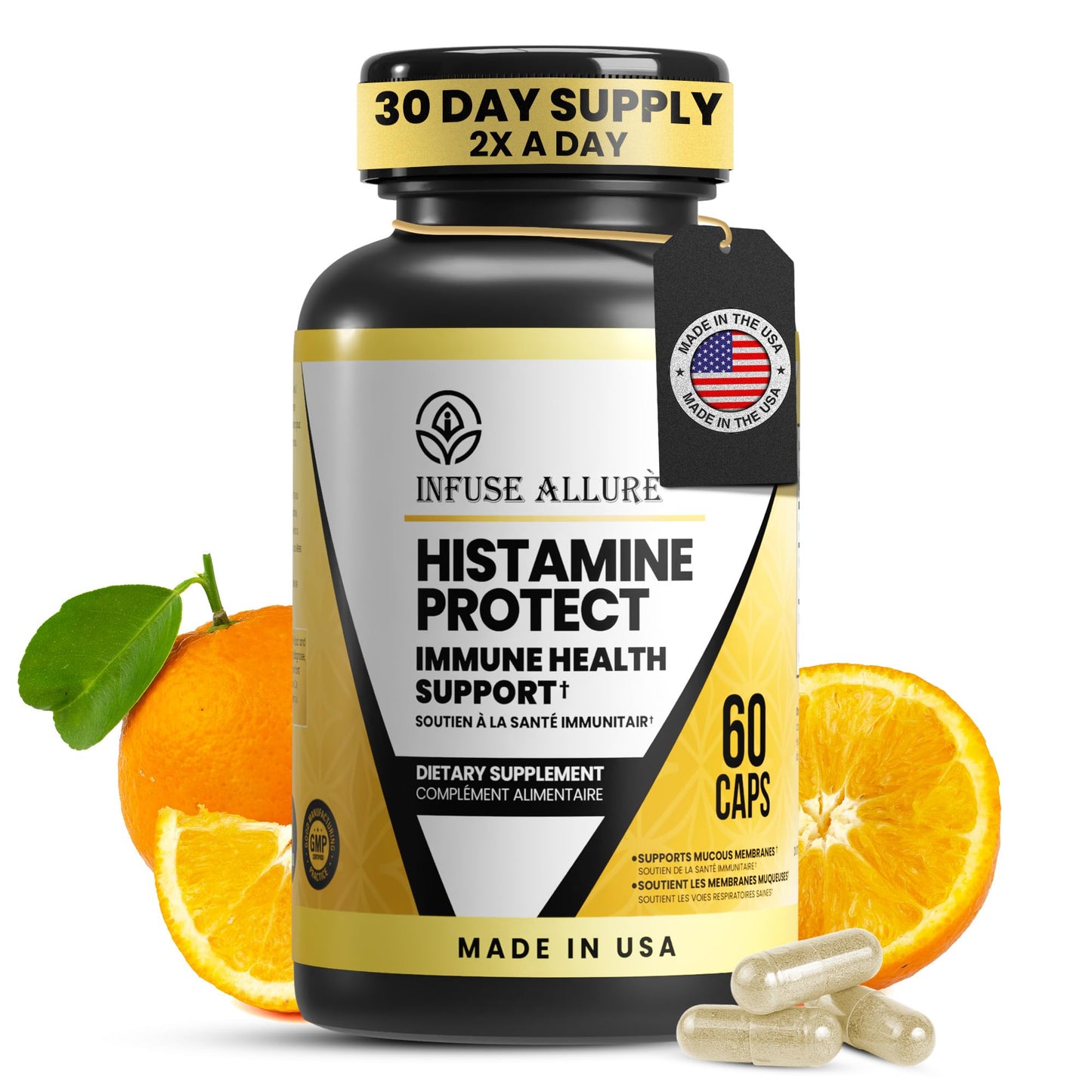 Infuse Allurè Premium Histamine Blocker DAO - Made in USA | 60 Capsules