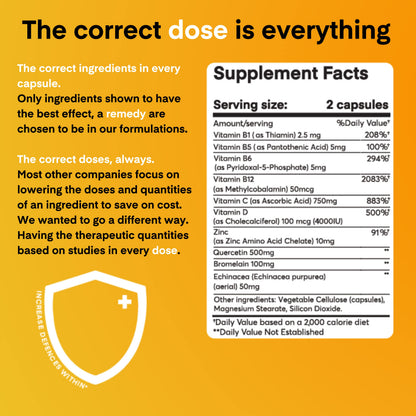 A Dose of Immunity: Quercetin, Vitamin C & Zinc – 7 in 1 Immune Defense (60 Count)