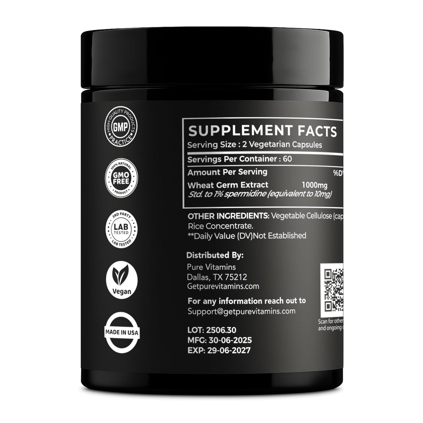 Spermidine Supplement 1000mg – 120 Capsules | Wheat Germ Extract | Cellular Renewal & Cognitive Support | Vegan, Non-GMO, Gluten-Free | Made in USA