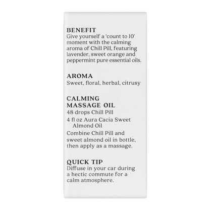 Aura Cacia Chill Pill Essential Oil Blend – 0.5 oz (Lavender, Peppermint, Orange, Basil, Chamomile & Patchouli)