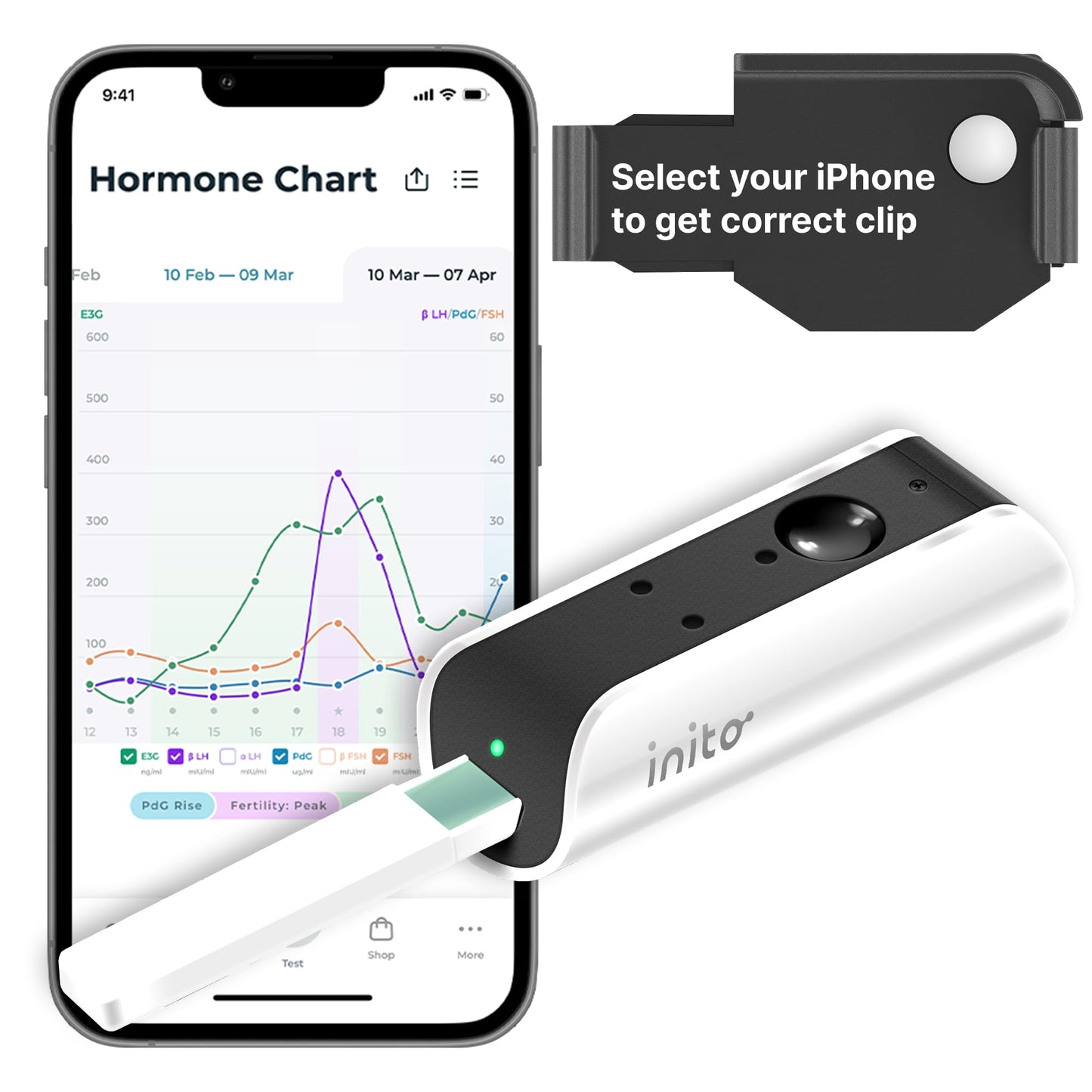 Inito Fertility Monitor & Hormone Tracker – Ovulation Tracking | 15 Strips | iPhone 13 Mini Compatible