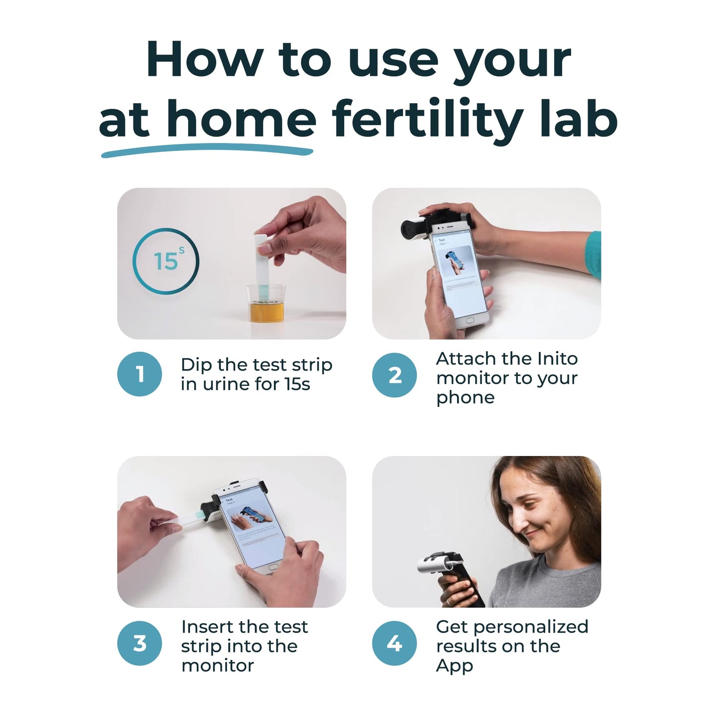 Inito Fertility Monitor & Hormone Tracker for Women | Ovulation Tracking, Estrogen, LH, PdG, FSH | 15 Strips | iPhone 14 Pro