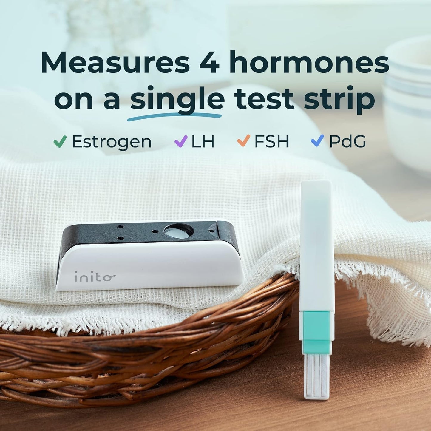 Inito Fertility Monitor & Hormone Tracker for Women | Track and Confirm Ovulation | Measures Estrogen, LH, PdG, FSH | Includes 15 Strips + Free app (Compatible with iPhone 17 Pro Max)