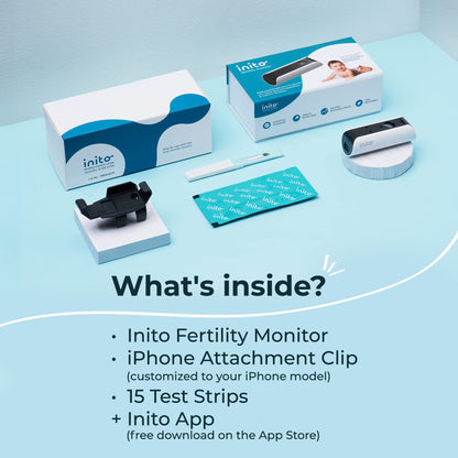 Inito Fertility Monitor & Hormone Tracker for Women | Estrogen, LH, PdG (Urine Metabolite of progesterone), FSH | Track and Confirm Ovulation | Includes 15 Strips (Compatible with iPhone 12)