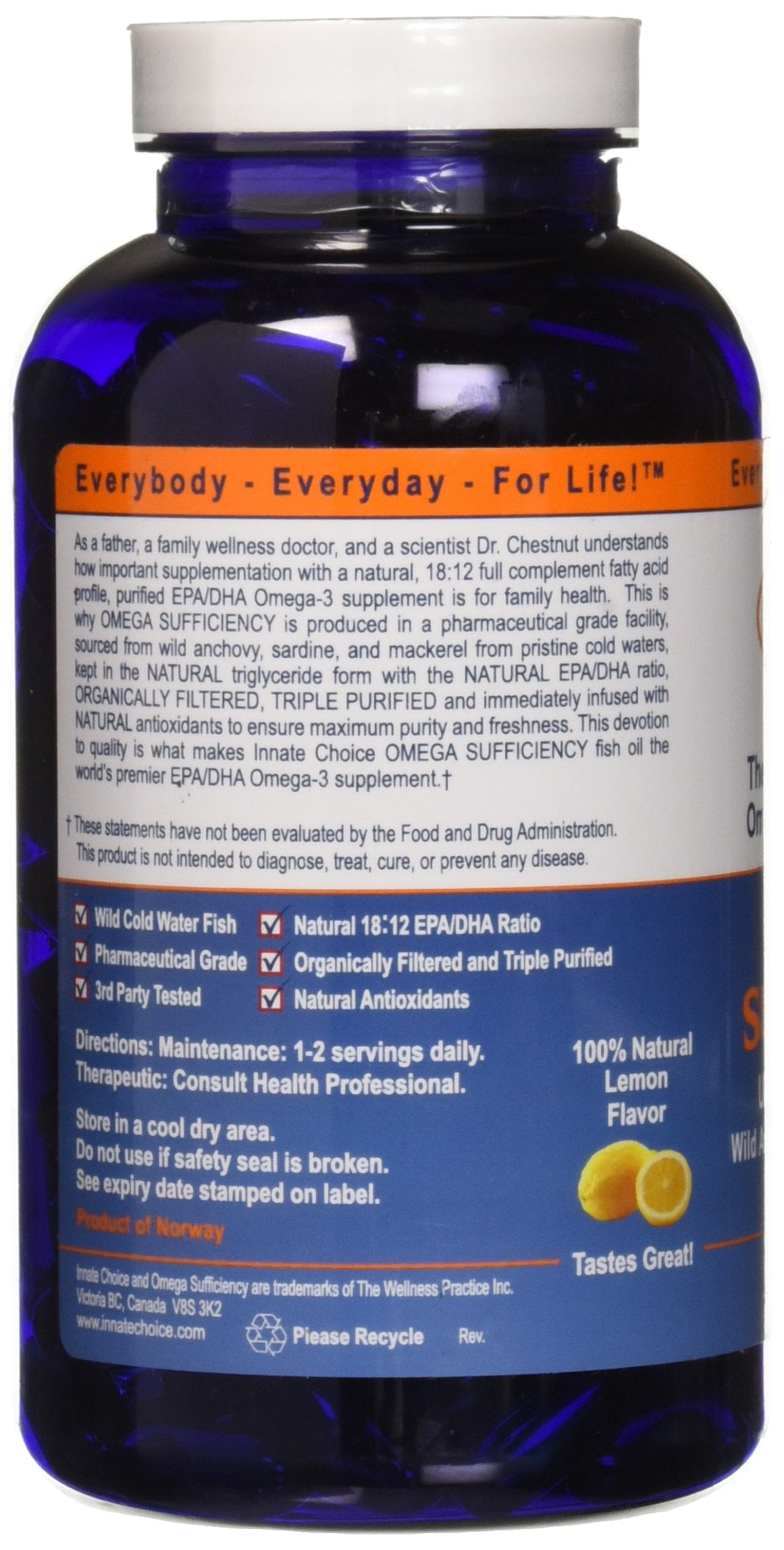 Innate Choice Omega Sufficiency Lemon 240 Capsules | Omega Supplement