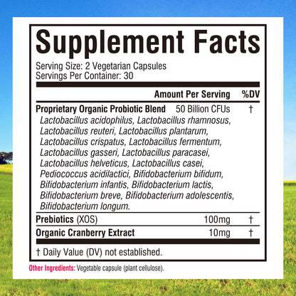 Innate Vitality Probiotics for Women - 50B CFU, 17 Strains, 60 Veggie Caps, Non-GMO, Prebiotics & Cranberry