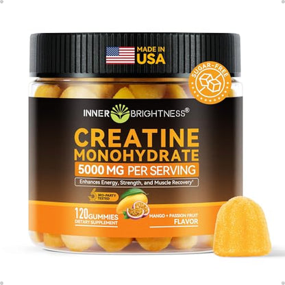 Inner Brightness Creatine Gummies for Men – 5000 mg, 120 Count, Vegan