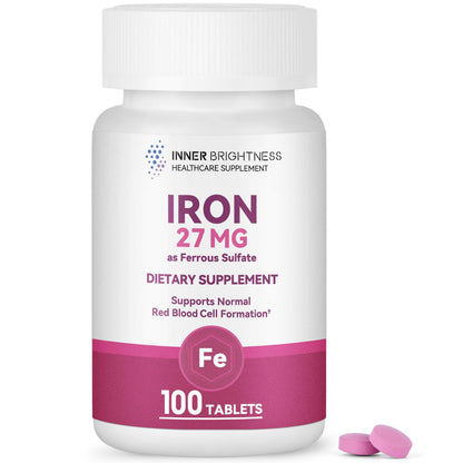 Inner Brightness Iron Supplement - 27 mg Iron for Women, 100 Tablets