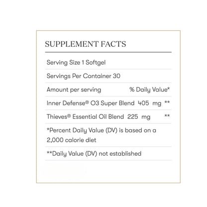 Young Living - Inner Defense 30 Softgels | Premium Essential Oil Daily Immune Support Supplement | Seasonal Wellness Aid | Immunity Boosting Liquid Capsules