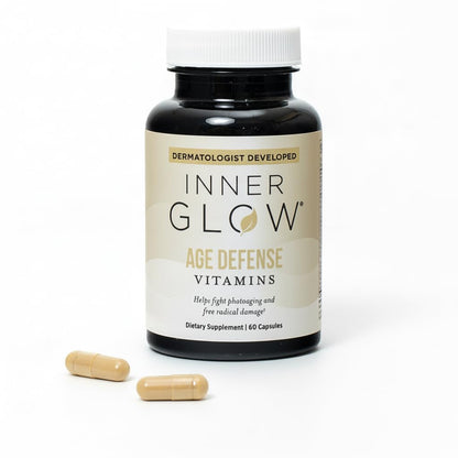 Inner Glow Age Defense Vitamins – Dermatologist & Plastic Surgeon Developed Antioxidant Formula for Photoaging and Melasma – Vegan, Gluten-Free – 60 Capsules