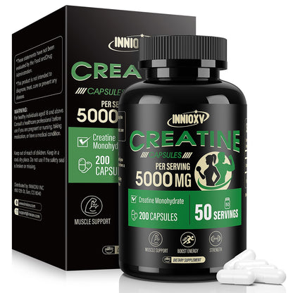 INNIOXV Creatine Monohydrate Capsules – 5000mg/Serving, 50 Servings, Gluten Free