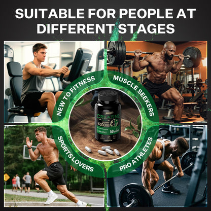 INNIOXV Creatine Monohydrate Capsules – 5000mg/Serving, 50 Servings, Gluten Free